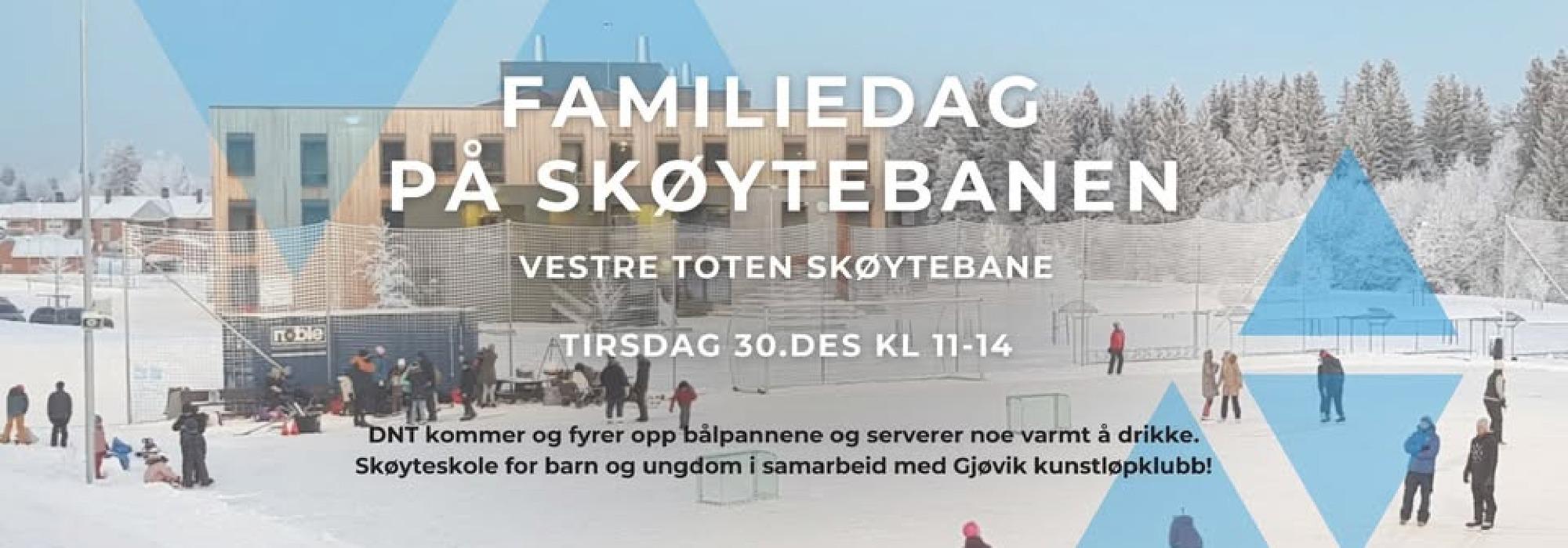 Familiedag på Raufoss skøytebane med skøyteskole for barn og ungdom