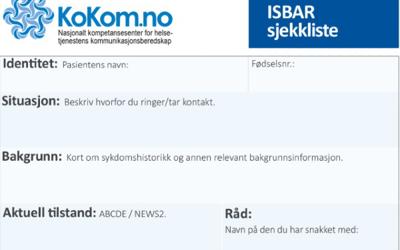 Bestillingsside ISBAR sjekkliste